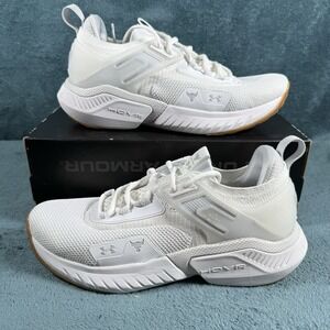 Women's Under Armour Project Rock 5 White Gum Workout Shoes Size 10 New